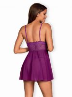 Vášnivá košilka Obsessive Idillia babydoll purple - Fialová S - M